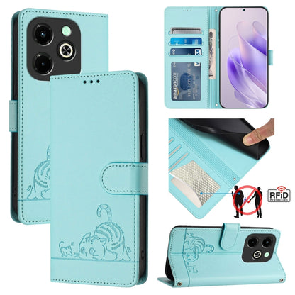Cat Rat Embossed Pattern RFID Leather Phone Case with Lanyard, For Infinix Smart 8 Plus / 8 Pro, For Infinix GT 20 Pro/X6871, For Infinix Note 40 Pro 4G X6850, For Infinix Note 40 Pro 5G X6851, For Infinix Note 40, For Infinix Note 40 5G               ...