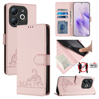 Cat Rat Embossed Pattern RFID Leather Phone Case with Lanyard, For Infinix Smart 8 Plus / 8 Pro, For Infinix GT 20 Pro/X6871, For Infinix Note 40 Pro 4G X6850, For Infinix Note 40 Pro 5G X6851, For Infinix Note 40, For Infinix Note 40 5G               ...