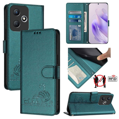 Cat Rat Embossed Pattern RFID Leather Phone Case with Lanyard, For Infinix Smart 8 Plus / 8 Pro, For Infinix GT 20 Pro/X6871, For Infinix Note 40 Pro 4G X6850, For Infinix Note 40 Pro 5G X6851, For Infinix Note 40, For Infinix Note 40 5G               ...