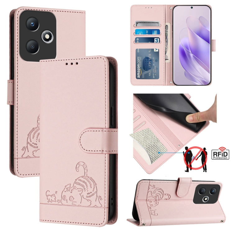 Cat Rat Embossed Pattern RFID Leather Phone Case with Lanyard, For Infinix Smart 8 Plus / 8 Pro, For Infinix GT 20 Pro/X6871, For Infinix Note 40 Pro 4G X6850, For Infinix Note 40 Pro 5G X6851, For Infinix Note 40, For Infinix Note 40 5G               ...