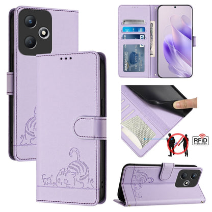 Cat Rat Embossed Pattern RFID Leather Phone Case with Lanyard, For Infinix Smart 8 Plus / 8 Pro, For Infinix GT 20 Pro/X6871, For Infinix Note 40 Pro 4G X6850, For Infinix Note 40 Pro 5G X6851, For Infinix Note 40, For Infinix Note 40 5G               ...