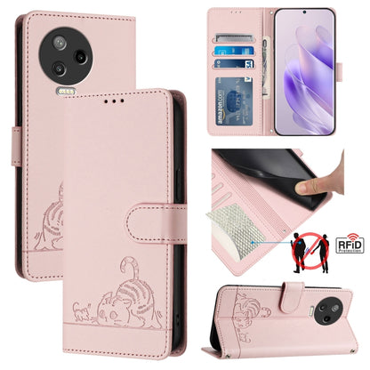 Cat Rat Embossed Pattern RFID Leather Phone Case with Lanyard, For Infinix Note 12 Pro 4G, For Infinix Note 12 2023, For Infinix Note 12 Pro 5G, For Infinix Note 12 5G, For Infinix Hot 10T / 10s, For Infinix Hot 10i, For Infinix Hot 9 / Hot 9 Pro