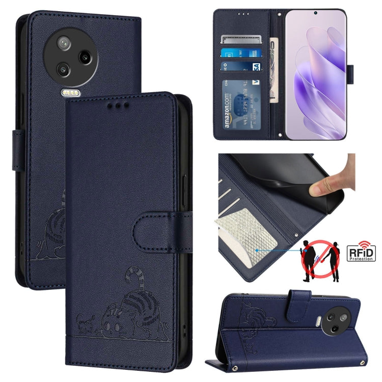 Cat Rat Embossed Pattern RFID Leather Phone Case with Lanyard, For Infinix Note 12 Pro 4G, For Infinix Note 12 2023, For Infinix Note 12 Pro 5G, For Infinix Note 12 5G, For Infinix Hot 10T / 10s, For Infinix Hot 10i, For Infinix Hot 9 / Hot 9 Pro