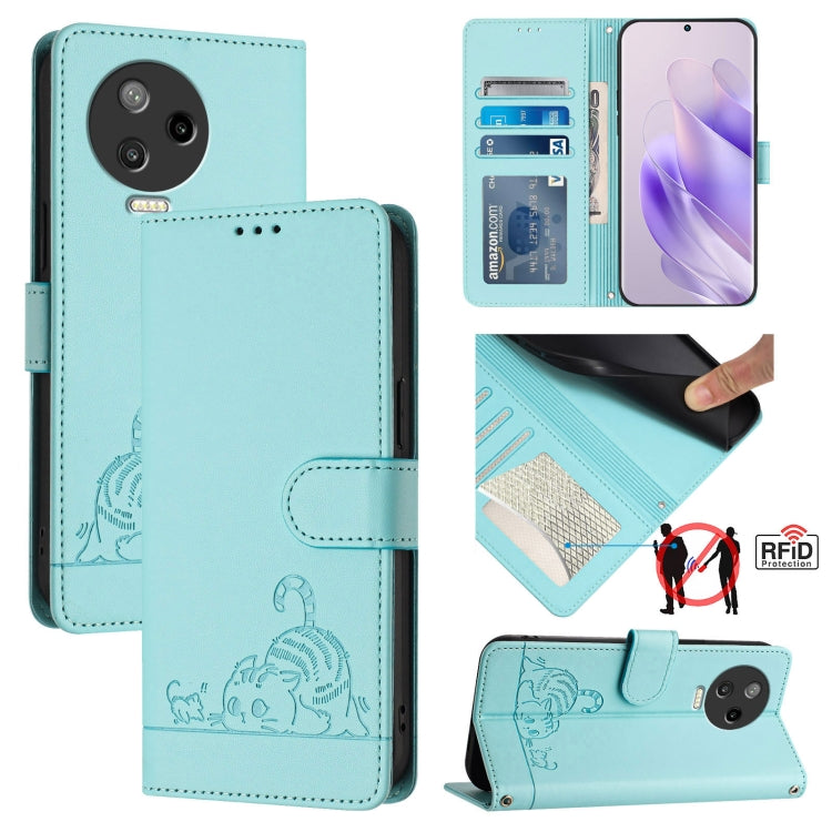 Cat Rat Embossed Pattern RFID Leather Phone Case with Lanyard, For Infinix Note 12 Pro 4G, For Infinix Note 12 2023, For Infinix Note 12 Pro 5G, For Infinix Note 12 5G, For Infinix Hot 10T / 10s, For Infinix Hot 10i, For Infinix Hot 9 / Hot 9 Pro