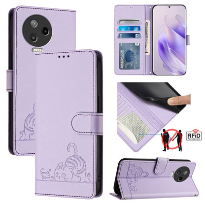 Cat Rat Embossed Pattern RFID Leather Phone Case with Lanyard, For Infinix Note 12 Pro 4G, For Infinix Note 12 2023, For Infinix Note 12 Pro 5G, For Infinix Note 12 5G, For Infinix Hot 10T / 10s, For Infinix Hot 10i, For Infinix Hot 9 / Hot 9 Pro