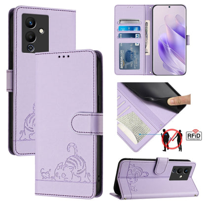Cat Rat Embossed Pattern RFID Leather Phone Case with Lanyard, For Infinix Note 12 Pro 4G, For Infinix Note 12 2023, For Infinix Note 12 Pro 5G, For Infinix Note 12 5G, For Infinix Hot 10T / 10s, For Infinix Hot 10i, For Infinix Hot 9 / Hot 9 Pro