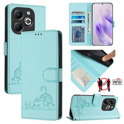 Cat Rat Embossed Pattern RFID Leather Phone Case with Lanyard, For Infinix Smart 8 Plus / 8 Pro, For Infinix GT 20 Pro/X6871, For Infinix Note 40 Pro 4G X6850, For Infinix Note 40 Pro 5G X6851, For Infinix Note 40, For Infinix Note 40 5G               ...
