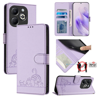 Cat Rat Embossed Pattern RFID Leather Phone Case with Lanyard, For Infinix Smart 8 Plus / 8 Pro, For Infinix GT 20 Pro/X6871, For Infinix Note 40 Pro 4G X6850, For Infinix Note 40 Pro 5G X6851, For Infinix Note 40, For Infinix Note 40 5G               ...