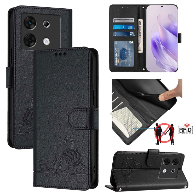 Cat Rat Embossed Pattern RFID Leather Phone Case with Lanyard, For Infinix Smart 8 Plus / 8 Pro, For Infinix GT 20 Pro/X6871, For Infinix Note 40 Pro 4G X6850, For Infinix Note 40 Pro 5G X6851, For Infinix Note 40, For Infinix Note 40 5G               ...
