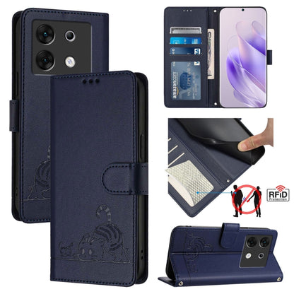 Cat Rat Embossed Pattern RFID Leather Phone Case with Lanyard, For Infinix Smart 8 Plus / 8 Pro, For Infinix GT 20 Pro/X6871, For Infinix Note 40 Pro 4G X6850, For Infinix Note 40 Pro 5G X6851, For Infinix Note 40, For Infinix Note 40 5G               ...