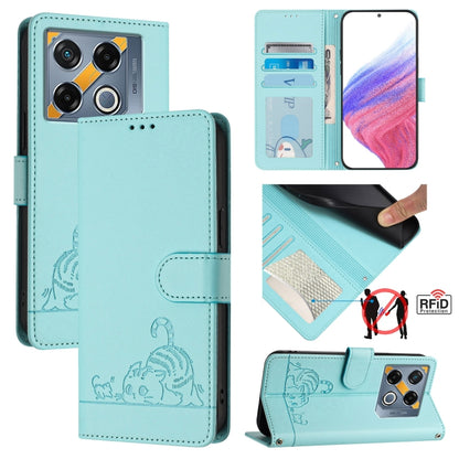 Cat Rat Embossed Pattern RFID Leather Phone Case with Lanyard, For Infinix Smart 8 Plus / 8 Pro, For Infinix GT 20 Pro/X6871, For Infinix Note 40 Pro 4G X6850, For Infinix Note 40 Pro 5G X6851, For Infinix Note 40, For Infinix Note 40 5G               ...