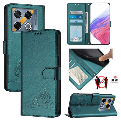 Cat Rat Embossed Pattern RFID Leather Phone Case with Lanyard, For Infinix Smart 8 Plus / 8 Pro, For Infinix GT 20 Pro/X6871, For Infinix Note 40 Pro 4G X6850, For Infinix Note 40 Pro 5G X6851, For Infinix Note 40, For Infinix Note 40 5G               ...