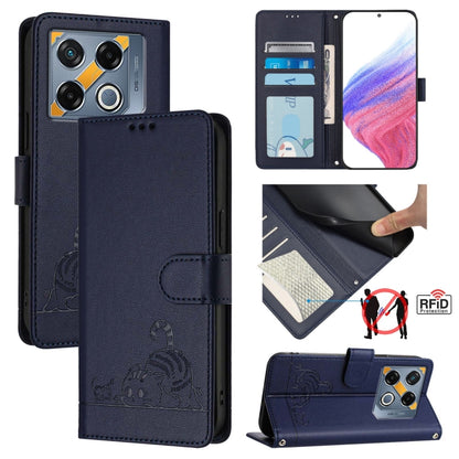 Cat Rat Embossed Pattern RFID Leather Phone Case with Lanyard, For Infinix Smart 8 Plus / 8 Pro, For Infinix GT 20 Pro/X6871, For Infinix Note 40 Pro 4G X6850, For Infinix Note 40 Pro 5G X6851, For Infinix Note 40, For Infinix Note 40 5G               ...