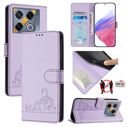 Cat Rat Embossed Pattern RFID Leather Phone Case with Lanyard, For Infinix Smart 8 Plus / 8 Pro, For Infinix GT 20 Pro/X6871, For Infinix Note 40 Pro 4G X6850, For Infinix Note 40 Pro 5G X6851, For Infinix Note 40, For Infinix Note 40 5G               ...