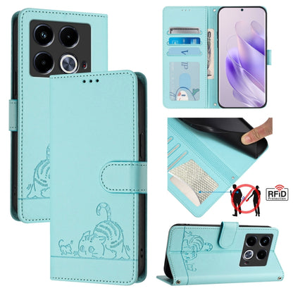 Cat Rat Embossed Pattern RFID Leather Phone Case with Lanyard, For Infinix Smart 8 Plus / 8 Pro, For Infinix GT 20 Pro/X6871, For Infinix Note 40 Pro 4G X6850, For Infinix Note 40 Pro 5G X6851, For Infinix Note 40, For Infinix Note 40 5G               ...
