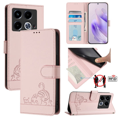 Cat Rat Embossed Pattern RFID Leather Phone Case with Lanyard, For Infinix Smart 8 Plus / 8 Pro, For Infinix GT 20 Pro/X6871, For Infinix Note 40 Pro 4G X6850, For Infinix Note 40 Pro 5G X6851, For Infinix Note 40, For Infinix Note 40 5G               ...