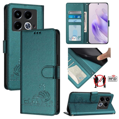 Cat Rat Embossed Pattern RFID Leather Phone Case with Lanyard, For Infinix Smart 8 Plus / 8 Pro, For Infinix GT 20 Pro/X6871, For Infinix Note 40 Pro 4G X6850, For Infinix Note 40 Pro 5G X6851, For Infinix Note 40, For Infinix Note 40 5G               ...