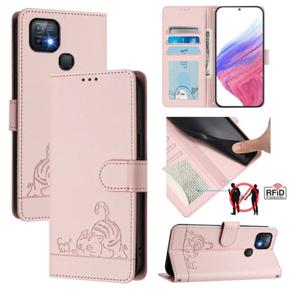 Cat Rat Embossed Pattern RFID Leather Phone Case with Lanyard, For Infinix Note 12 Pro 4G, For Infinix Note 12 2023, For Infinix Note 12 Pro 5G, For Infinix Note 12 5G, For Infinix Hot 10T / 10s, For Infinix Hot 10i, For Infinix Hot 9 / Hot 9 Pro