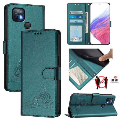 Cat Rat Embossed Pattern RFID Leather Phone Case with Lanyard, For Infinix Note 12 Pro 4G, For Infinix Note 12 2023, For Infinix Note 12 Pro 5G, For Infinix Note 12 5G, For Infinix Hot 10T / 10s, For Infinix Hot 10i, For Infinix Hot 9 / Hot 9 Pro