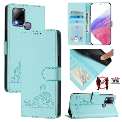 Cat Rat Embossed Pattern RFID Leather Phone Case with Lanyard, For Infinix Note 12 Pro 4G, For Infinix Note 12 2023, For Infinix Note 12 Pro 5G, For Infinix Note 12 5G, For Infinix Hot 10T / 10s, For Infinix Hot 10i, For Infinix Hot 9 / Hot 9 Pro
