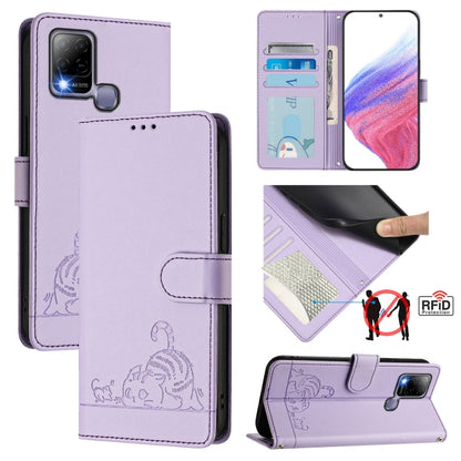 Cat Rat Embossed Pattern RFID Leather Phone Case with Lanyard, For Infinix Note 12 Pro 4G, For Infinix Note 12 2023, For Infinix Note 12 Pro 5G, For Infinix Note 12 5G, For Infinix Hot 10T / 10s, For Infinix Hot 10i, For Infinix Hot 9 / Hot 9 Pro