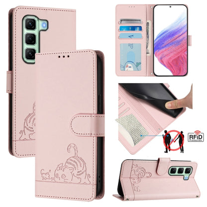 Cat Rat Embossed Pattern RFID Leather Phone Case with Lanyard, For Infinix GT 50 Pro 5G, For Infinix Note Edge 5G Global, For Infinix Smart 20 4G X6840, For Infinix Note 60 5G / 60 Pro 5G, For Infinix Hot 60i 5G / Tecno Spark Go 5G                     ...