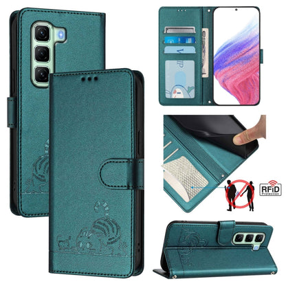 Cat Rat Embossed Pattern RFID Leather Phone Case with Lanyard, For Infinix GT 50 Pro 5G, For Infinix Note Edge 5G Global, For Infinix Smart 20 4G X6840, For Infinix Note 60 5G / 60 Pro 5G, For Infinix Hot 60i 5G / Tecno Spark Go 5G                     ...