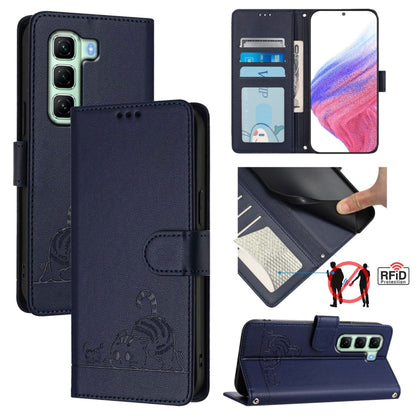 Cat Rat Embossed Pattern RFID Leather Phone Case with Lanyard, For Infinix GT 50 Pro 5G, For Infinix Note Edge 5G Global, For Infinix Smart 20 4G X6840, For Infinix Note 60 5G / 60 Pro 5G, For Infinix Hot 60i 5G / Tecno Spark Go 5G                     ...