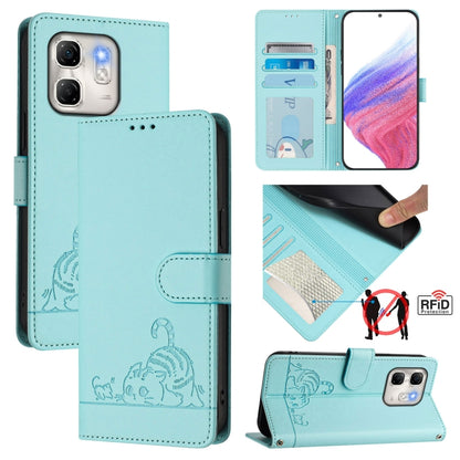 Cat Rat Embossed Pattern RFID Leather Phone Case with Lanyard, For Infinix GT 50 Pro 5G, For Infinix Note Edge 5G Global, For Infinix Smart 20 4G X6840, For Infinix Note 60 5G / 60 Pro 5G, For Infinix Hot 60i 5G / Tecno Spark Go 5G                     ...