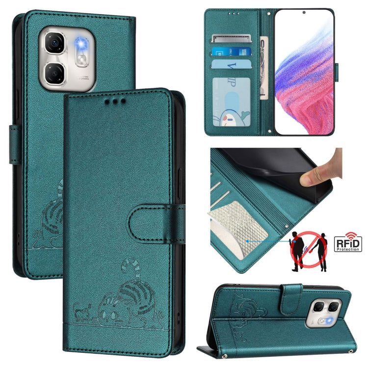 Cat Rat Embossed Pattern RFID Leather Phone Case with Lanyard, For Infinix GT 50 Pro 5G, For Infinix Note Edge 5G Global, For Infinix Smart 20 4G X6840, For Infinix Note 60 5G / 60 Pro 5G, For Infinix Hot 60i 5G / Tecno Spark Go 5G                     ...