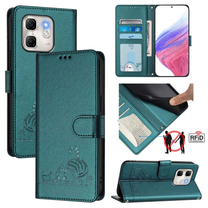 Cat Rat Embossed Pattern RFID Leather Phone Case with Lanyard, For Infinix GT 50 Pro 5G, For Infinix Note Edge 5G Global, For Infinix Smart 20 4G X6840, For Infinix Note 60 5G / 60 Pro 5G, For Infinix Hot 60i 5G / Tecno Spark Go 5G                     ...