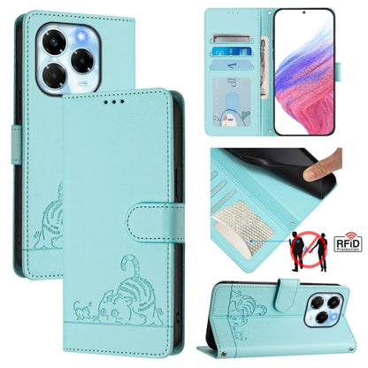 Cat Rat Embossed Pattern RFID Leather Phone Case with Lanyard, For Infinix GT 50 Pro 5G, For Infinix Note Edge 5G Global, For Infinix Smart 20 4G X6840, For Infinix Note 60 5G / 60 Pro 5G, For Infinix Hot 60i 5G / Tecno Spark Go 5G                     ...