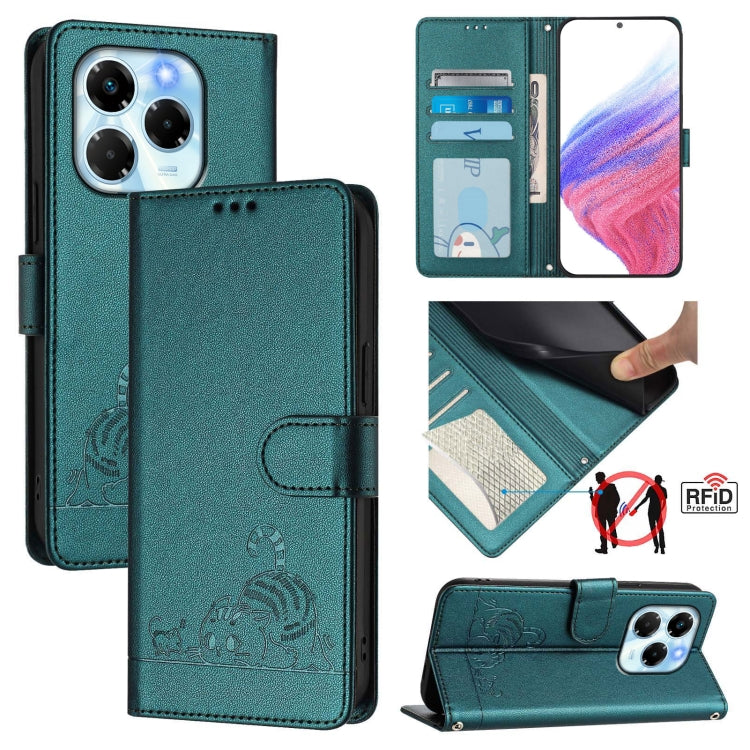 Cat Rat Embossed Pattern RFID Leather Phone Case with Lanyard, For Infinix GT 50 Pro 5G, For Infinix Note Edge 5G Global, For Infinix Smart 20 4G X6840, For Infinix Note 60 5G / 60 Pro 5G, For Infinix Hot 60i 5G / Tecno Spark Go 5G                     ...