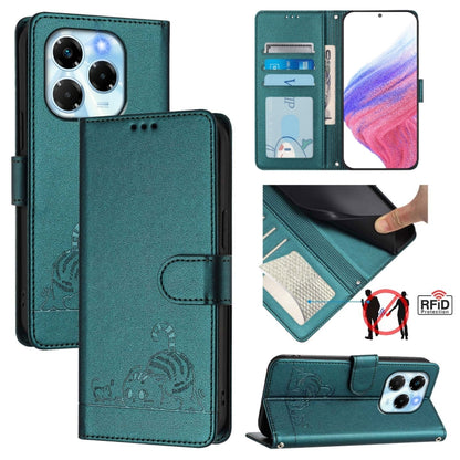 Cat Rat Embossed Pattern RFID Leather Phone Case with Lanyard, For Infinix GT 50 Pro 5G, For Infinix Note Edge 5G Global, For Infinix Smart 20 4G X6840, For Infinix Note 60 5G / 60 Pro 5G, For Infinix Hot 60i 5G / Tecno Spark Go 5G                     ...