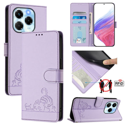Cat Rat Embossed Pattern RFID Leather Phone Case with Lanyard, For Infinix GT 50 Pro 5G, For Infinix Note Edge 5G Global, For Infinix Smart 20 4G X6840, For Infinix Note 60 5G / 60 Pro 5G, For Infinix Hot 60i 5G / Tecno Spark Go 5G                     ...