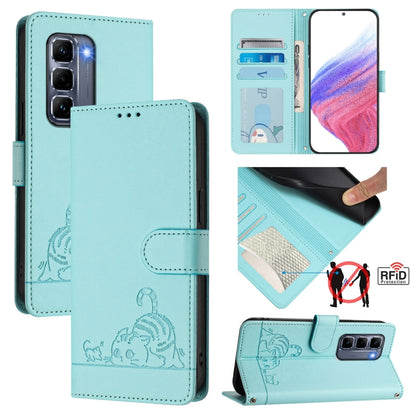 Cat Rat Embossed Pattern RFID Leather Phone Case with Lanyard, For Infinix GT 50 Pro 5G, For Infinix Note Edge 5G Global, For Infinix Smart 20 4G X6840, For Infinix Note 60 5G / 60 Pro 5G, For Infinix Hot 60i 5G / Tecno Spark Go 5G                     ...