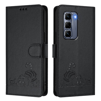 Cat Rat Embossed Pattern RFID Leather Phone Case with Lanyard, For Infinix GT 50 Pro 5G, For Infinix Note Edge 5G Global, For Infinix Smart 20 4G X6840, For Infinix Note 60 5G / 60 Pro 5G, For Infinix Hot 60i 5G / Tecno Spark Go 5G                     ...