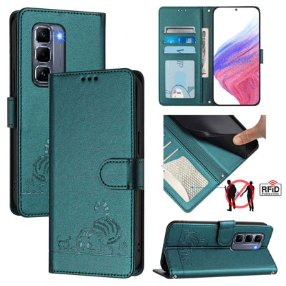 Cat Rat Embossed Pattern RFID Leather Phone Case with Lanyard, For Infinix GT 50 Pro 5G, For Infinix Note Edge 5G Global, For Infinix Smart 20 4G X6840, For Infinix Note 60 5G / 60 Pro 5G, For Infinix Hot 60i 5G / Tecno Spark Go 5G                     ...