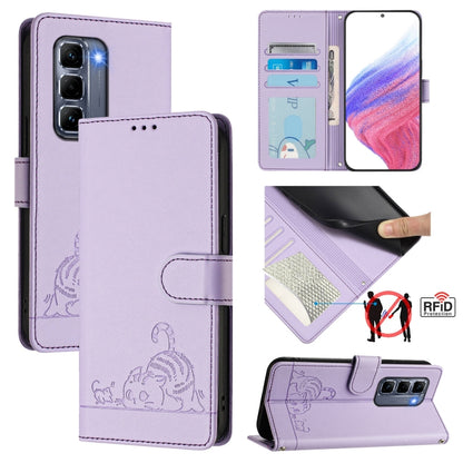 Cat Rat Embossed Pattern RFID Leather Phone Case with Lanyard, For Infinix GT 50 Pro 5G, For Infinix Note Edge 5G Global, For Infinix Smart 20 4G X6840, For Infinix Note 60 5G / 60 Pro 5G, For Infinix Hot 60i 5G / Tecno Spark Go 5G                     ...