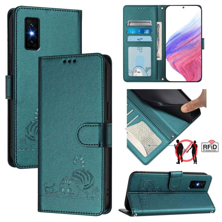 Cat Rat Embossed Pattern RFID Leather Phone Case with Lanyard, For Infinix GT 50 Pro 5G, For Infinix Note Edge 5G Global, For Infinix Smart 20 4G X6840, For Infinix Note 60 5G / 60 Pro 5G, For Infinix Hot 60i 5G / Tecno Spark Go 5G                     ...