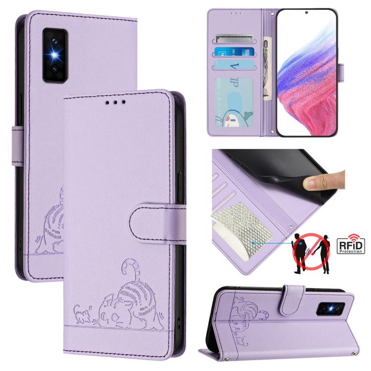 Cat Rat Embossed Pattern RFID Leather Phone Case with Lanyard, For Infinix GT 50 Pro 5G, For Infinix Note Edge 5G Global, For Infinix Smart 20 4G X6840, For Infinix Note 60 5G / 60 Pro 5G, For Infinix Hot 60i 5G / Tecno Spark Go 5G                     ...