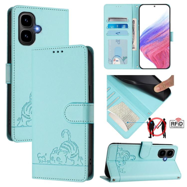 Cat Rat Embossed Pattern RFID Leather Phone Case with Lanyard, For Infinix GT 50 Pro 5G, For Infinix Note Edge 5G Global, For Infinix Smart 20 4G X6840, For Infinix Note 60 5G / 60 Pro 5G, For Infinix Hot 60i 5G / Tecno Spark Go 5G                     ...