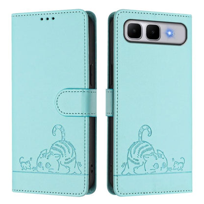 Cat Rat Embossed Pattern RFID Leather Phone Case with Lanyard, For Infinix GT 50 Pro 5G, For Infinix Note Edge 5G Global, For Infinix Smart 20 4G X6840, For Infinix Note 60 5G / 60 Pro 5G, For Infinix Hot 60i 5G / Tecno Spark Go 5G                     ...