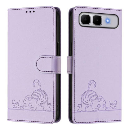 Cat Rat Embossed Pattern RFID Leather Phone Case with Lanyard, For Infinix GT 50 Pro 5G, For Infinix Note Edge 5G Global, For Infinix Smart 20 4G X6840, For Infinix Note 60 5G / 60 Pro 5G, For Infinix Hot 60i 5G / Tecno Spark Go 5G                     ...