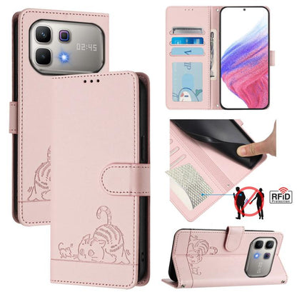 Cat Rat Embossed Pattern RFID Leather Phone Case with Lanyard, For Infinix GT 50 Pro 5G, For Infinix Note Edge 5G Global, For Infinix Smart 20 4G X6840, For Infinix Note 60 5G / 60 Pro 5G, For Infinix Hot 60i 5G / Tecno Spark Go 5G                     ...