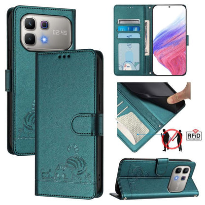 Cat Rat Embossed Pattern RFID Leather Phone Case with Lanyard, For Infinix GT 50 Pro 5G, For Infinix Note Edge 5G Global, For Infinix Smart 20 4G X6840, For Infinix Note 60 5G / 60 Pro 5G, For Infinix Hot 60i 5G / Tecno Spark Go 5G                     ...