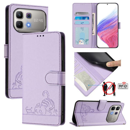 Cat Rat Embossed Pattern RFID Leather Phone Case with Lanyard, For Infinix GT 50 Pro 5G, For Infinix Note Edge 5G Global, For Infinix Smart 20 4G X6840, For Infinix Note 60 5G / 60 Pro 5G, For Infinix Hot 60i 5G / Tecno Spark Go 5G                     ...