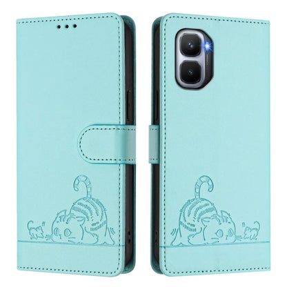 Cat Rat Embossed Pattern RFID Leather Phone Case with Lanyard, For Infinix GT 50 Pro 5G, For Infinix Note Edge 5G Global, For Infinix Smart 20 4G X6840, For Infinix Note 60 5G / 60 Pro 5G, For Infinix Hot 60i 5G / Tecno Spark Go 5G                     ...