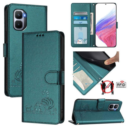 Cat Rat Embossed Pattern RFID Leather Phone Case with Lanyard, For Infinix GT 50 Pro 5G, For Infinix Note Edge 5G Global, For Infinix Smart 20 4G X6840, For Infinix Note 60 5G / 60 Pro 5G, For Infinix Hot 60i 5G / Tecno Spark Go 5G                     ...