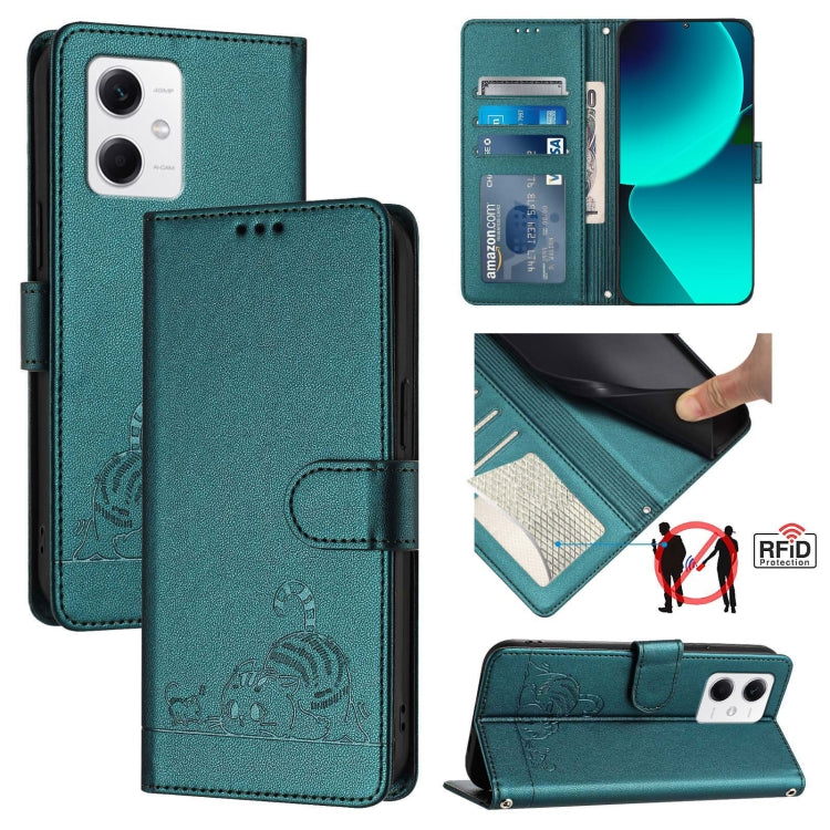 Cat Rat Embossed Pattern RFID Leather Phone Case with Lanyard, For Xiaomi Redmi K50i, For Xiaomi Redmi Note 12 5G Global, For Xiaomi POCO X5, For Xiaomi Redmi Note 12 Turbo 5G, For Xiaomi POCO F5 Pro, For Xiaomi Redmi Note 11 4G Global                 ...